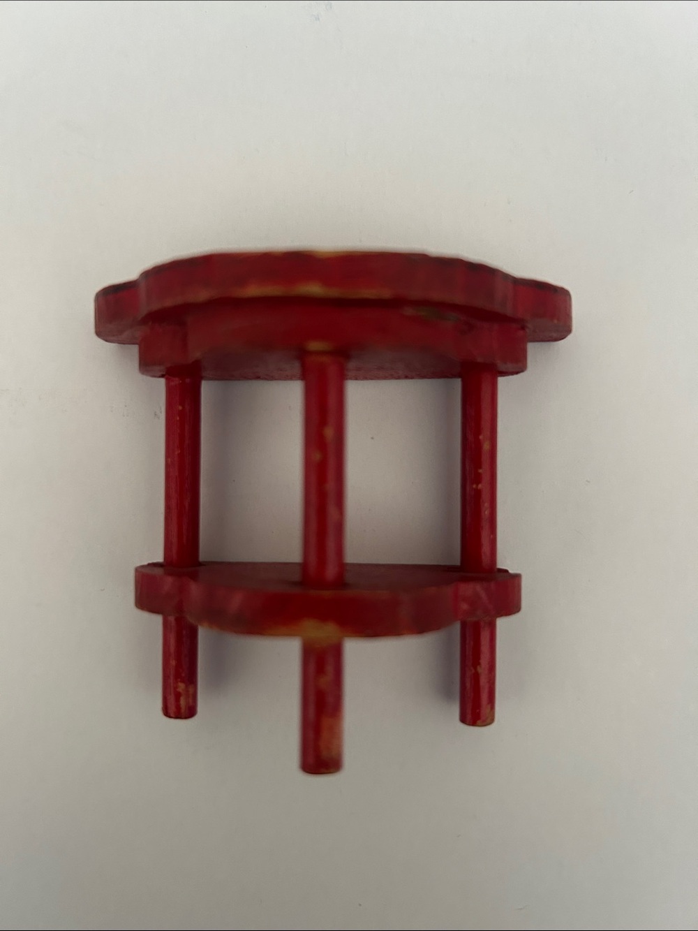 Miniature Dollhouse Red Wood Demilune Console Side Table